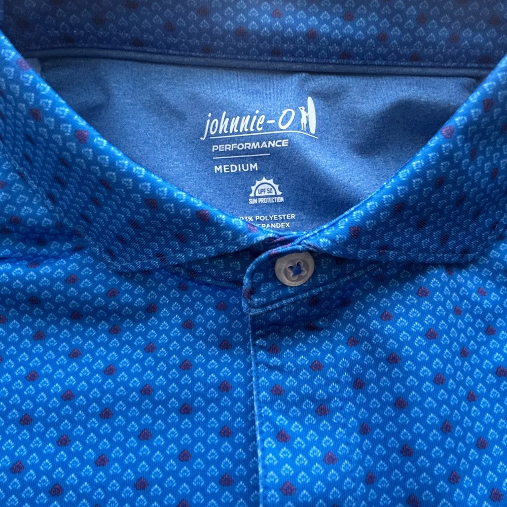 johnnie-O Blue and Darker Blue Patterned Polo Shirt